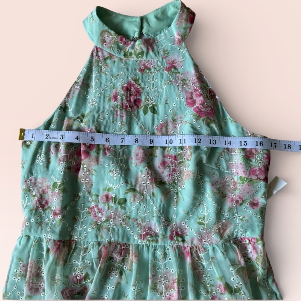 New Eliza J Dress Mint Green Floral Eyelet Halter Dress Size 8 - Picture 6 of 13